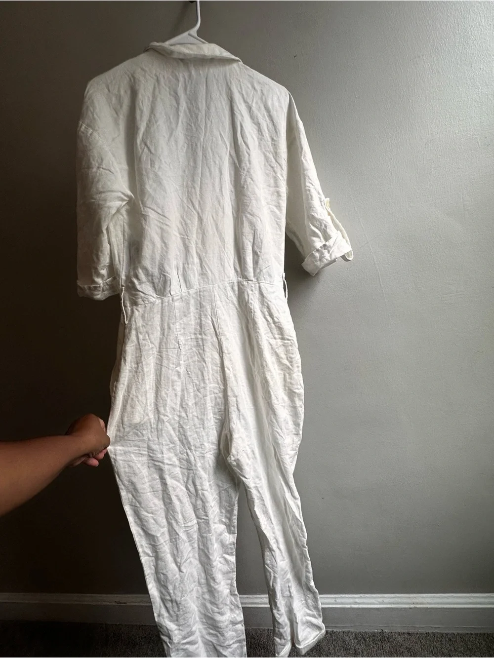 Zara White Linen Button-Front Jumpsuit Exactly as pictured ❤️